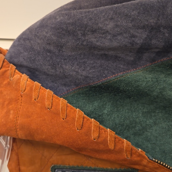 Vintage colorblock suede jacket with quilted lining - Picture 8 of 9
